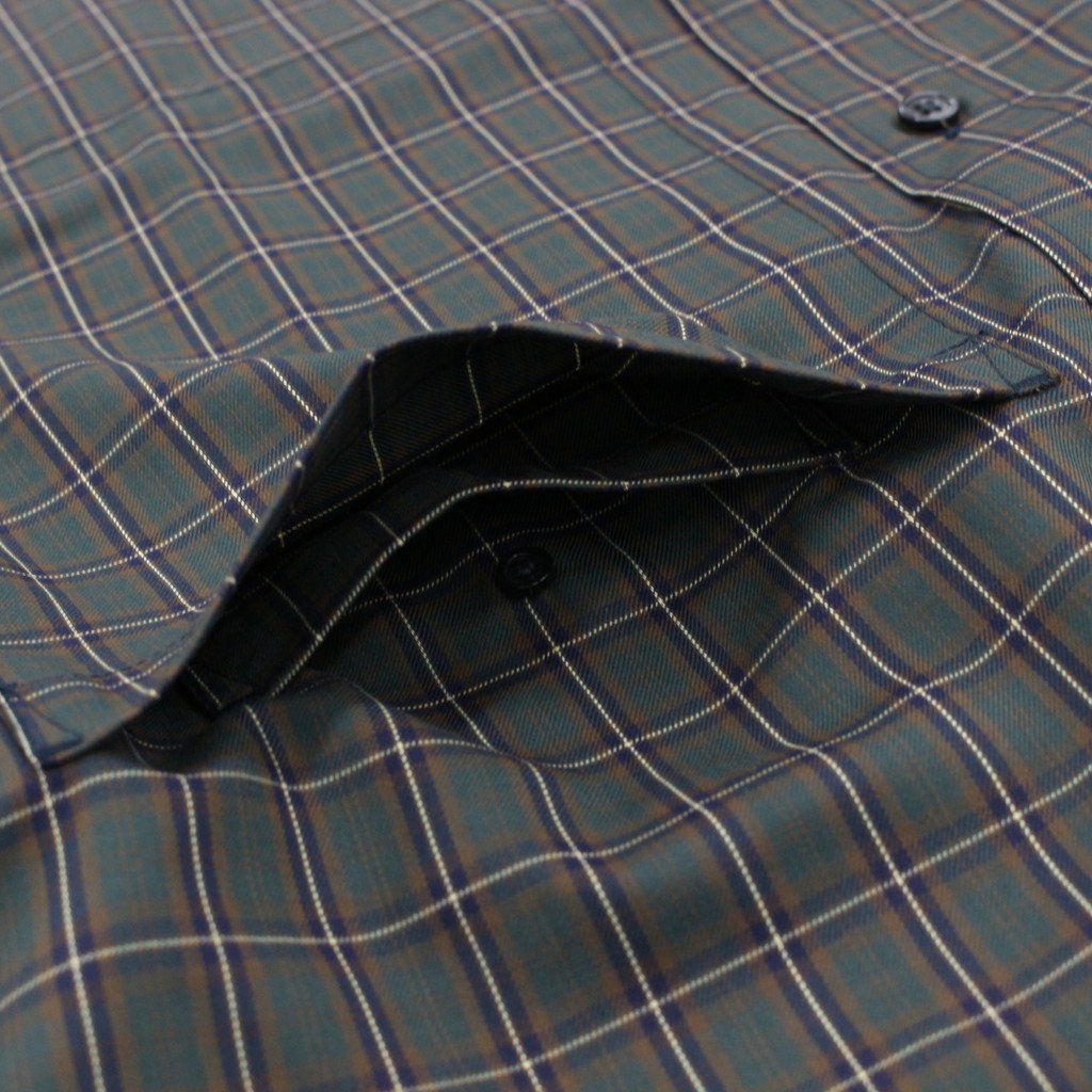 TECH BUTTON DOWN SHIRT L/S TARTAN PLAIDS #GREEN [BE-88022W]