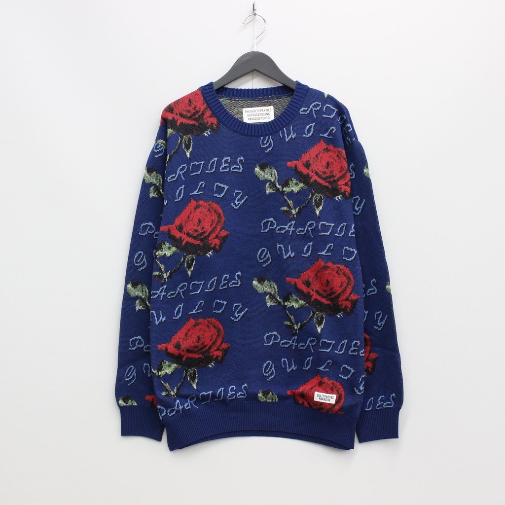 JACQUARD SWEATER #NAVY [22FWE-WMK-KN01]
