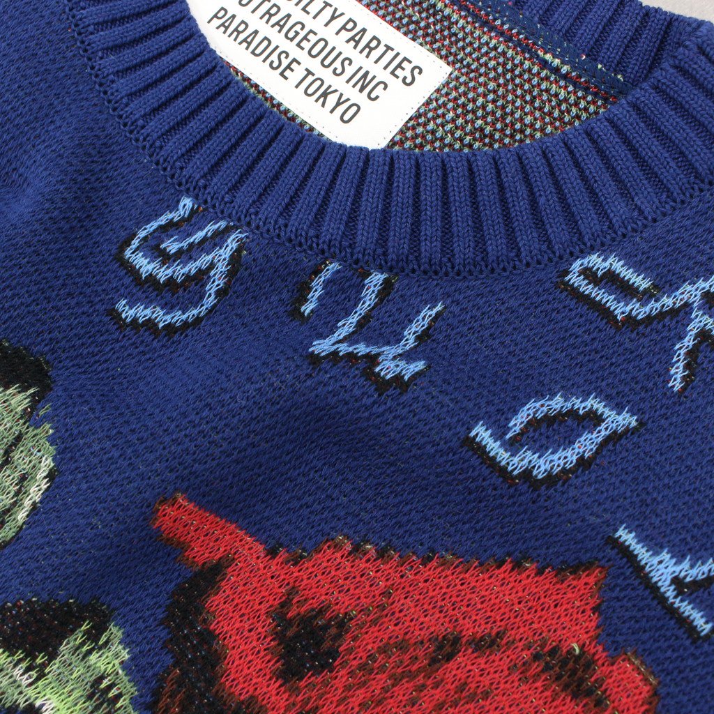 JACQUARD SWEATER #NAVY [22FWE-WMK-KN01]