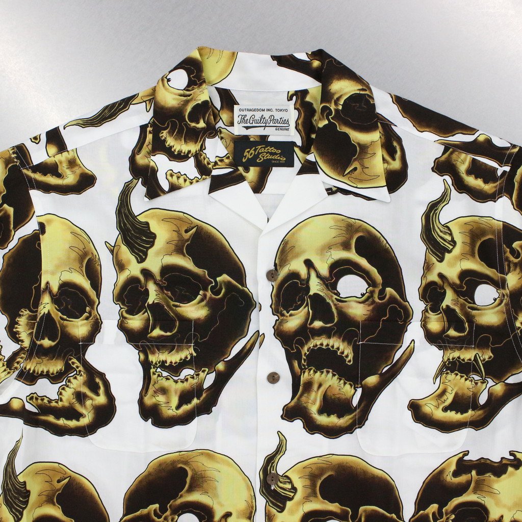 56 TATTOO STUDIO | HAWAIIAN SHIRT S/S -TYPE 2- #WHITE [56TS-WM