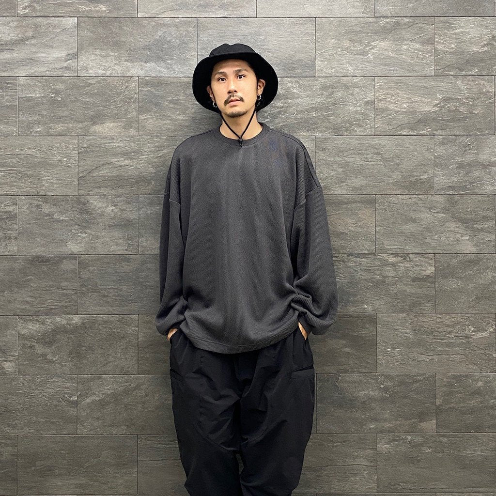 WAFFLE CREW KNIT #CHARCOAL [FW22-KN02]