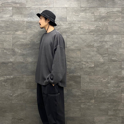 WAFFLE CREW KNIT #CHARCOAL [FW22-KN02]