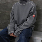 TURTLE NECK DBL KNT LONG SLEEVE T #CHARCOAL [CES22CS21]