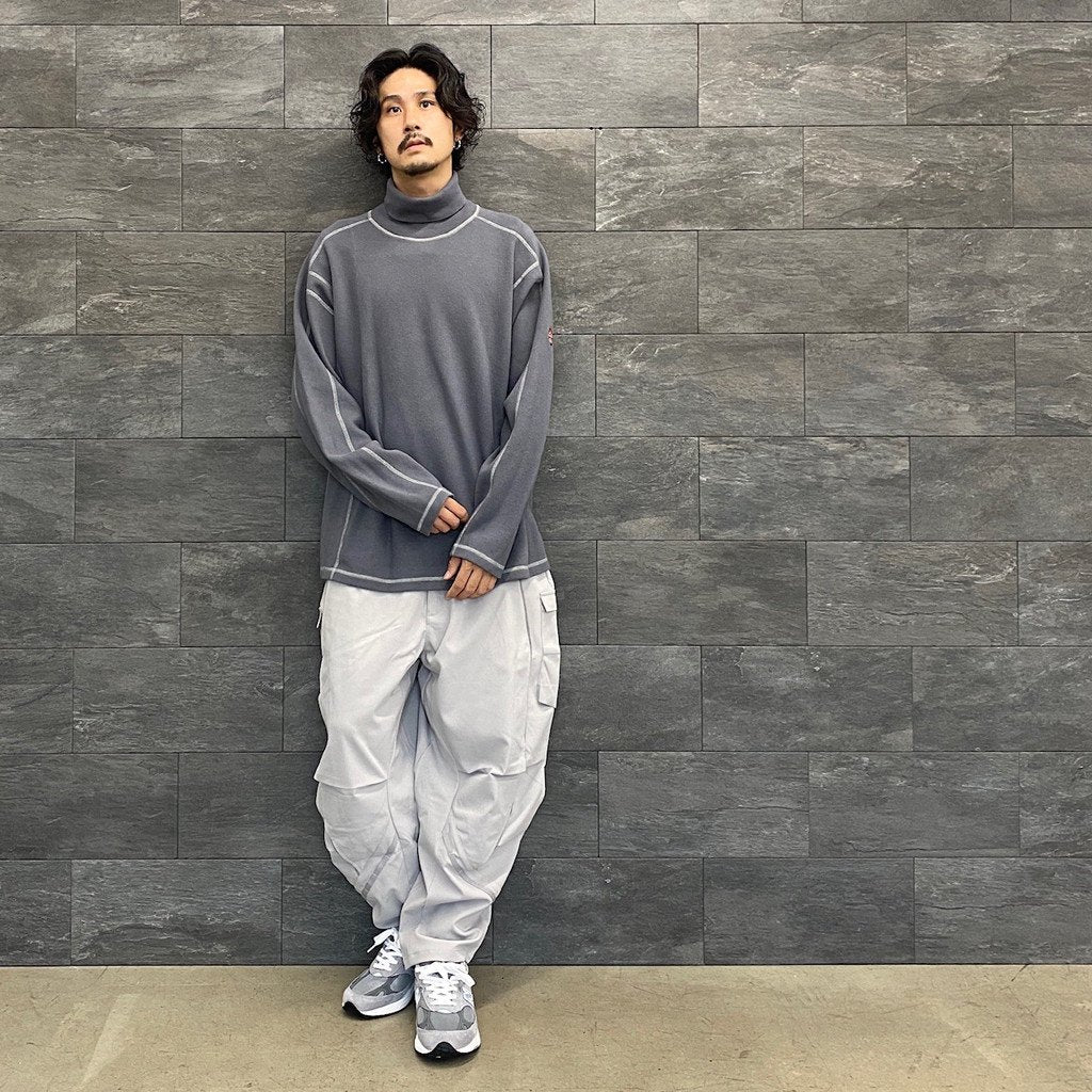 TURTLE NECK DBL KNT LONG SLEEVE T #CHARCOAL [CES22CS21]