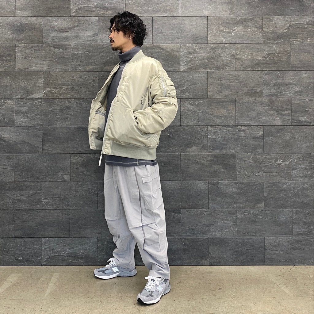 TURTLE NECK DBL KNT LONG SLEEVE T #CHARCOAL [CES22CS21]