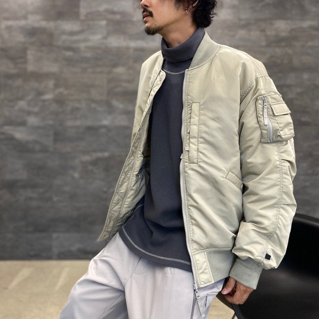 TURTLE NECK DBL KNT LONG SLEEVE T #CHARCOAL [CES22CS21]