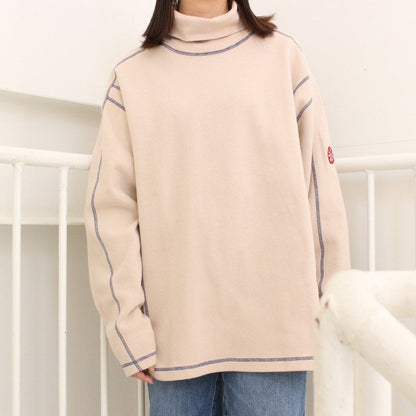 TURTLE NECK DBL KNT LONG SLEEVE T #BEIGE [CES22CS21]