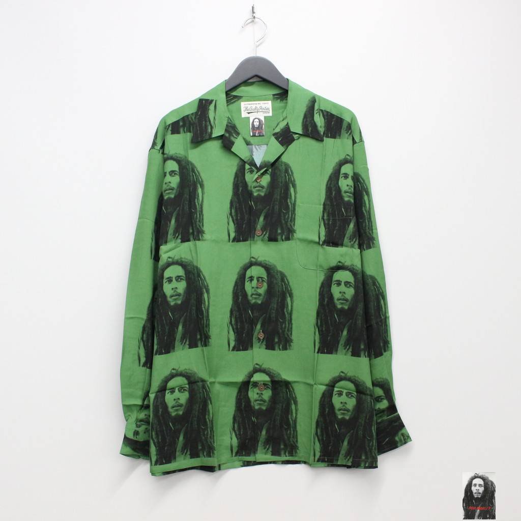 BOB MARLEY | HAWAIIAN SHIRT L/S -TYPE 2- #GREEN [BOBMARLEY-WM-HI06]