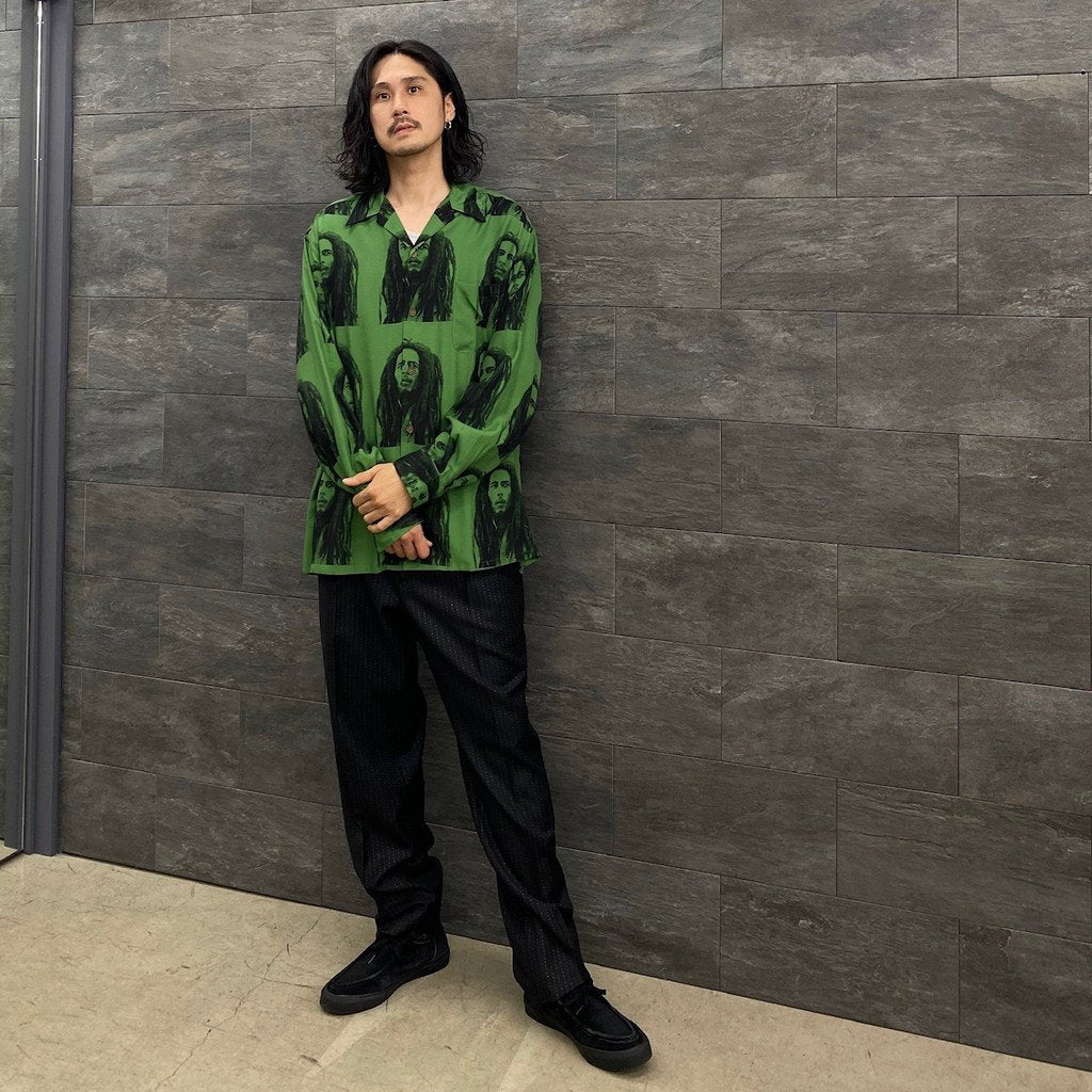 BOB MARLEY | HAWAIIAN SHIRT L/S -TYPE 2- #GREEN [BOBMARLEY-WM-HI06]