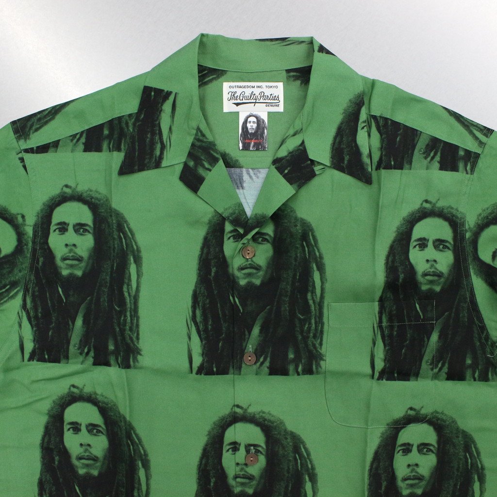 BOB MARLEY | HAWAIIAN SHIRT L/S -TYPE 2- #GREEN [BOBMARLEY-WM-HI06]
