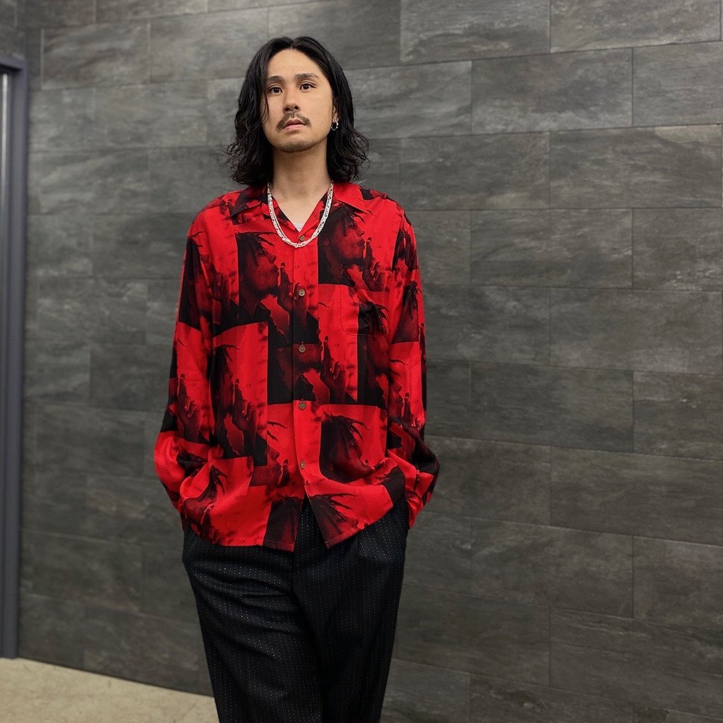 BOB MARLEY | HAWAIIAN SHIRT L/S -TYPE 1- #RED [BOBMARLEY-WM-HI05]