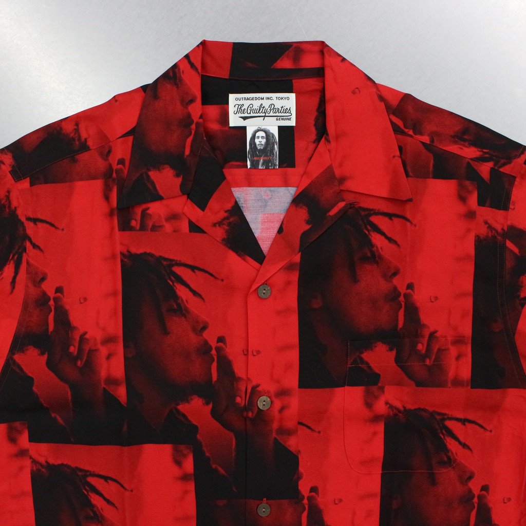 BOB MARLEY | HAWAIIAN SHIRT L/S -TYPE 1- #RED [BOBMARLEY-WM-HI05]