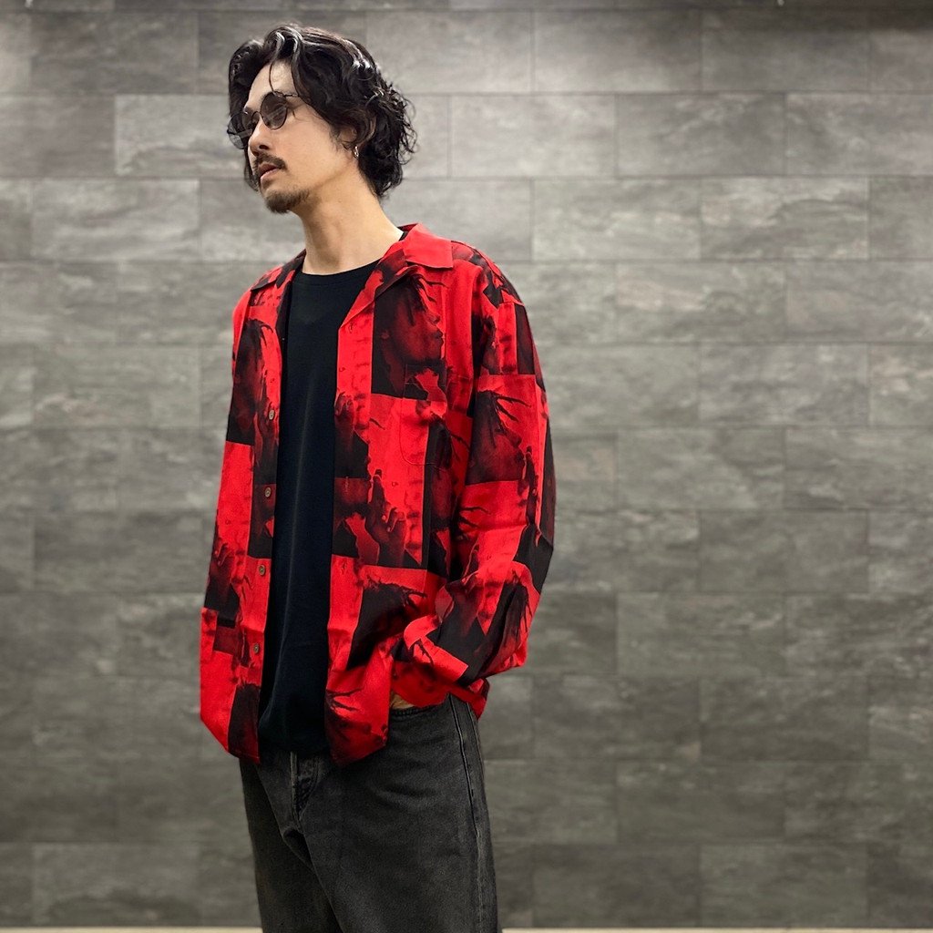 BOB MARLEY | HAWAIIAN SHIRT L/S -TYPE 1- #RED [BOBMARLEY-WM-HI05]