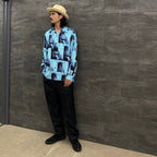 BOB MARLEY | HAWAIIAN SHIRT L/S -TYPE 1- #L-BLUE [BOBMARLEY-WM-HI05]