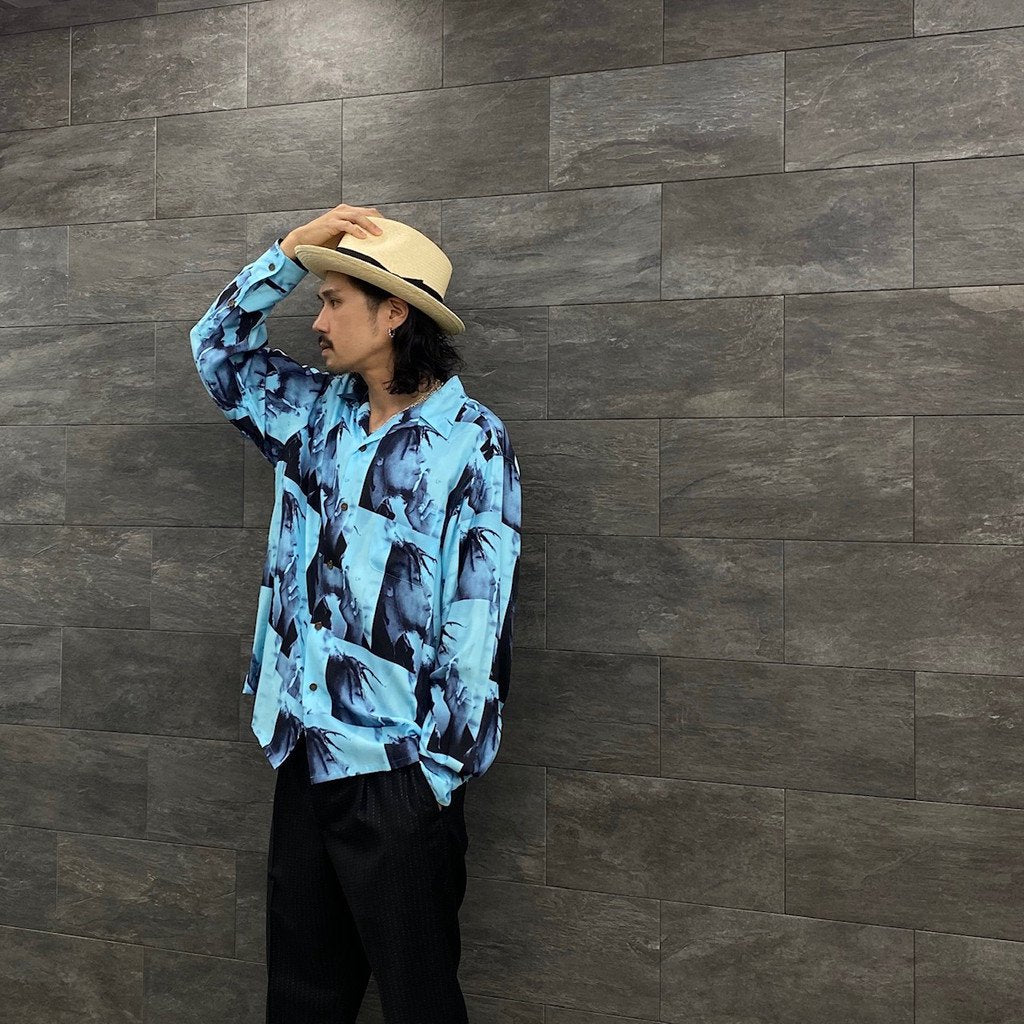 BOB MARLEY | HAWAIIAN SHIRT L/S -TYPE 1- #L-BLUE [BOBMARLEY-WM-HI05]