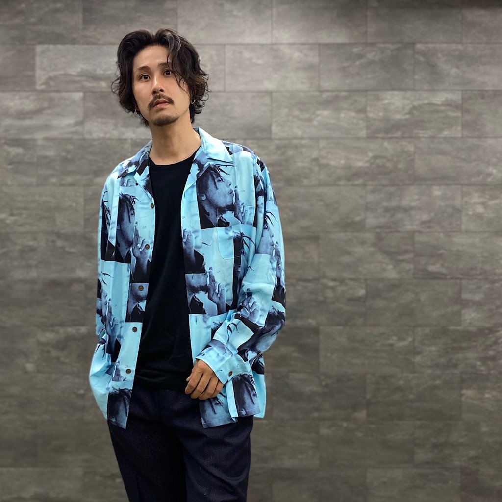 BOB MARLEY | HAWAIIAN SHIRT L/S -TYPE 1- #L-BLUE [BOBMARLEY-WM-HI05]