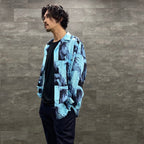 BOB MARLEY | HAWAIIAN SHIRT L/S -TYPE 1- #L-BLUE [BOBMARLEY-WM-HI05]