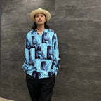 BOB MARLEY | HAWAIIAN SHIRT L/S -TYPE 1- #L-BLUE [BOBMARLEY-WM-HI05]