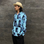 BOB MARLEY | HAWAIIAN SHIRT L/S -TYPE 1- #L-BLUE [BOBMARLEY-WM-HI05]
