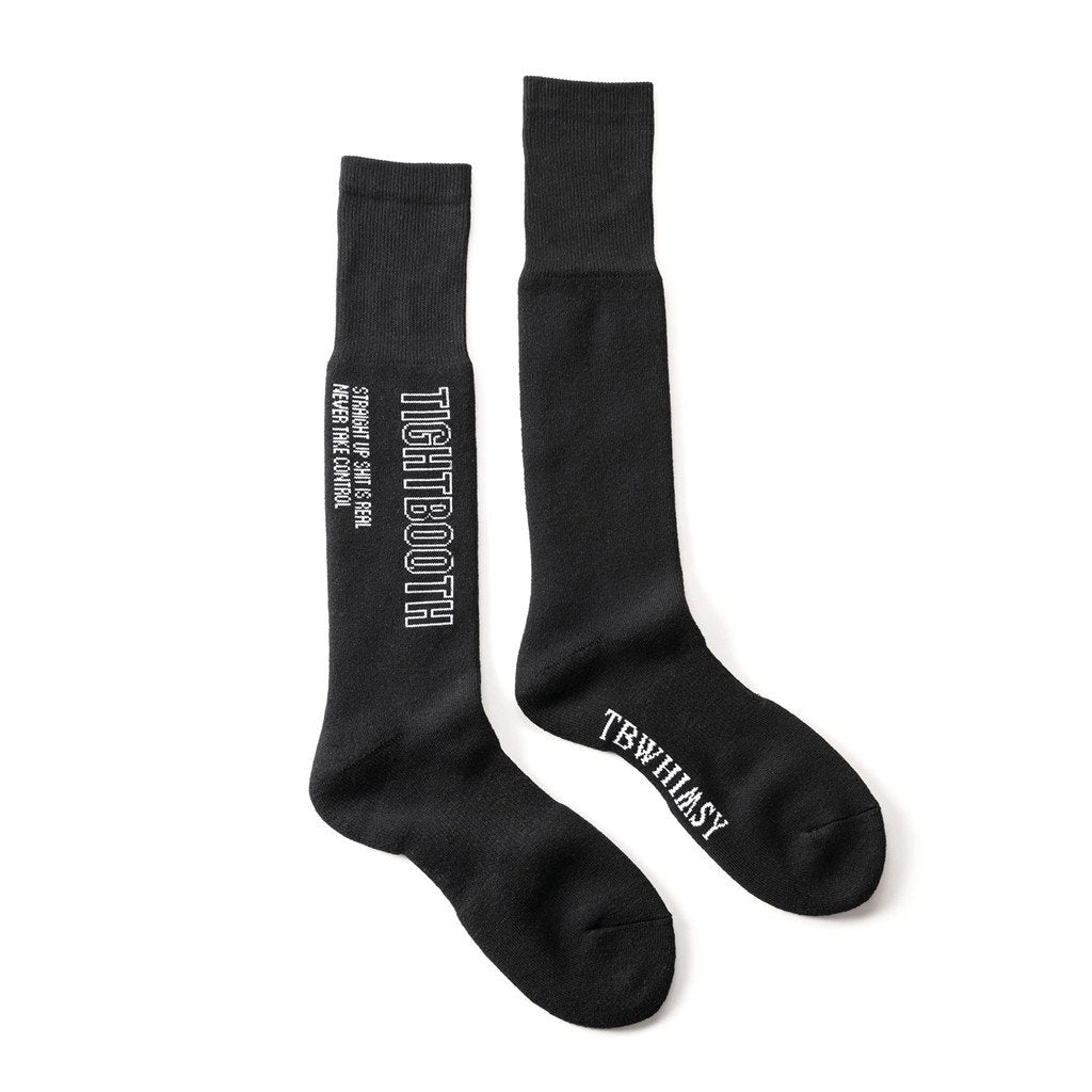 WHIMSY SOCKS | LABEL LOGO HIGH SOCKS #BLACK [FW22-A17]
