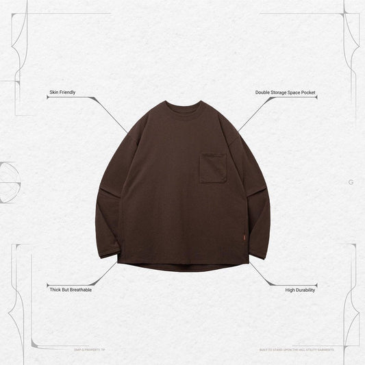 “Archetype-01”3D L/S 口袋 T 恤 #Mocha [GOOPI-22SS-SEP-03]