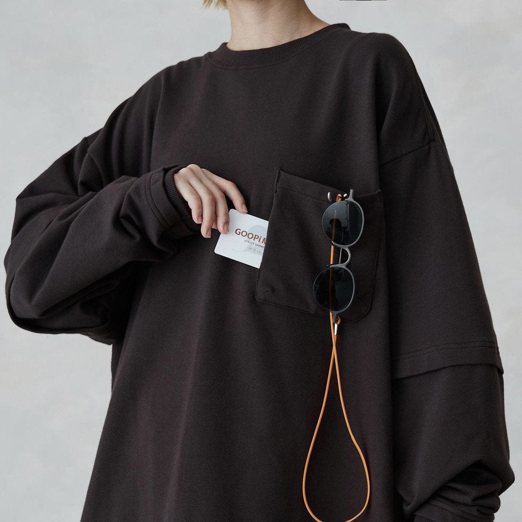 "Archetype-01" 3D L/S Pocket Tee #Mocha [GOOPI-22SS-SEP-03]