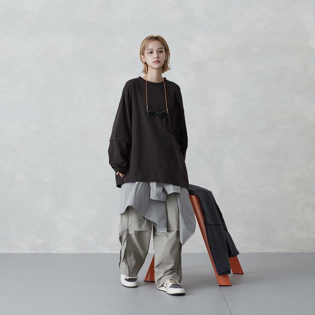 “Archetype-01”3D L/S 口袋 T 恤 #Mocha [GOOPI-22SS-SEP-03]