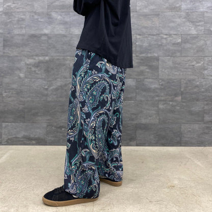 PAISLEY BAGGY SLACKS #BLACK [FW22-B08]