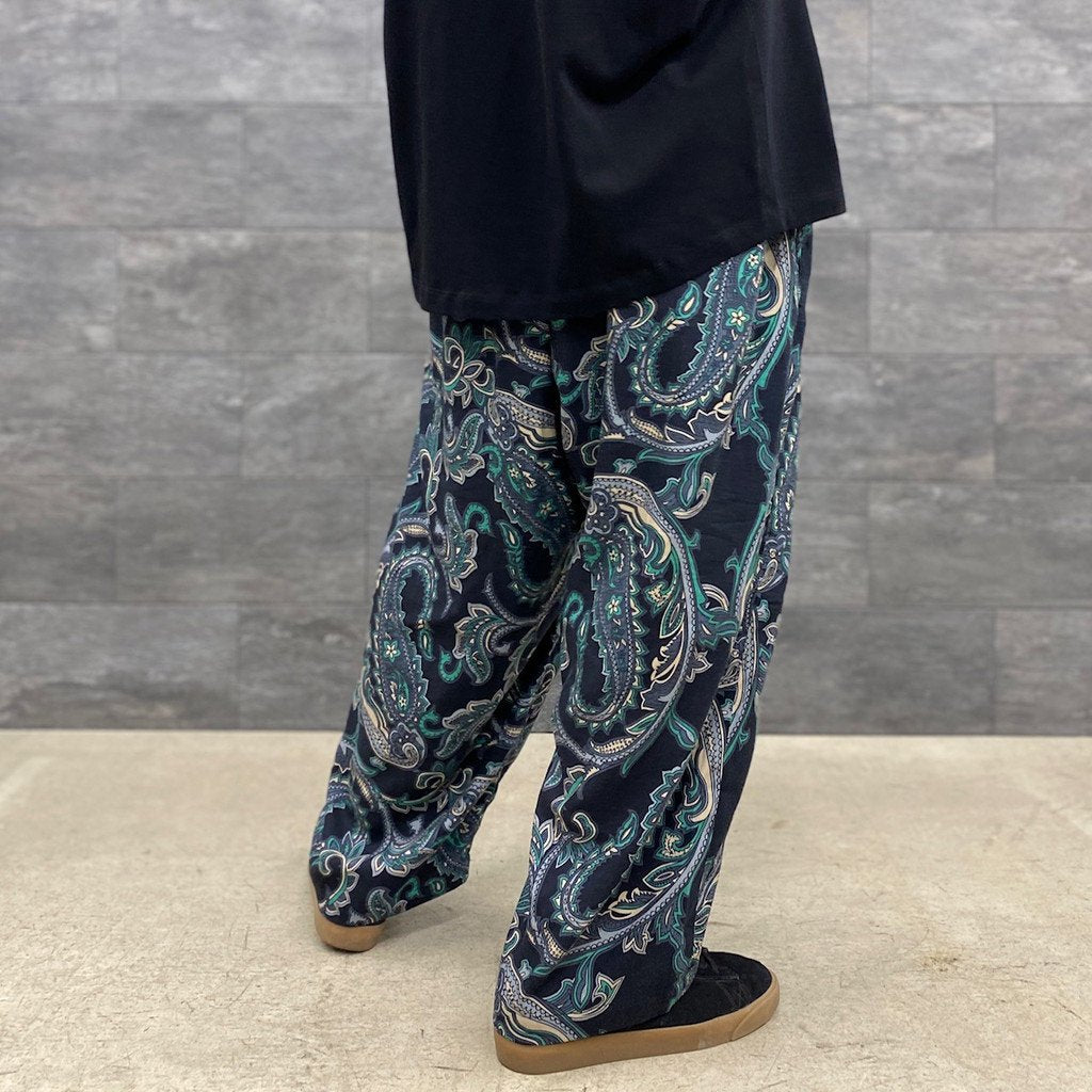 PAISLEY BAGGY SLACKS #BLACK [FW22-B08]