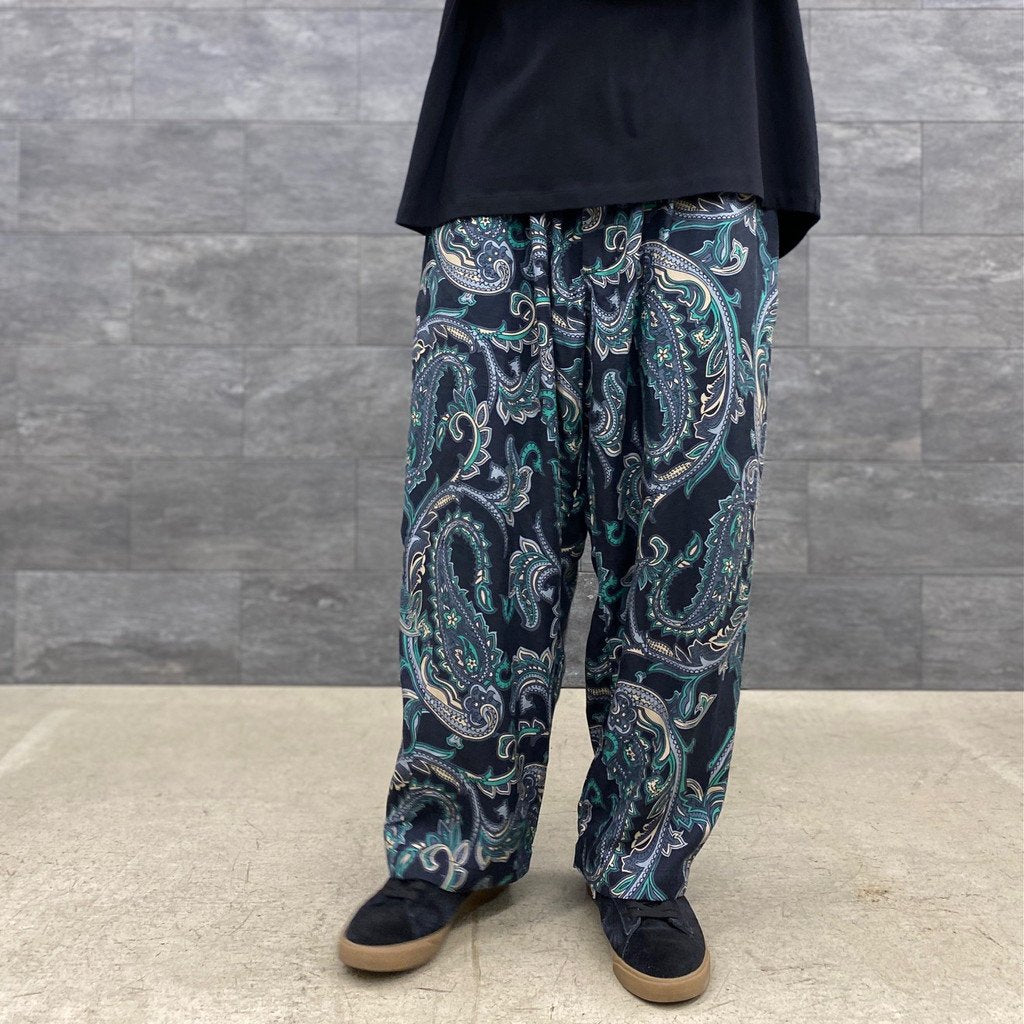 PAISLEY BAGGY SLACKS #BLACK [FW22-B08]