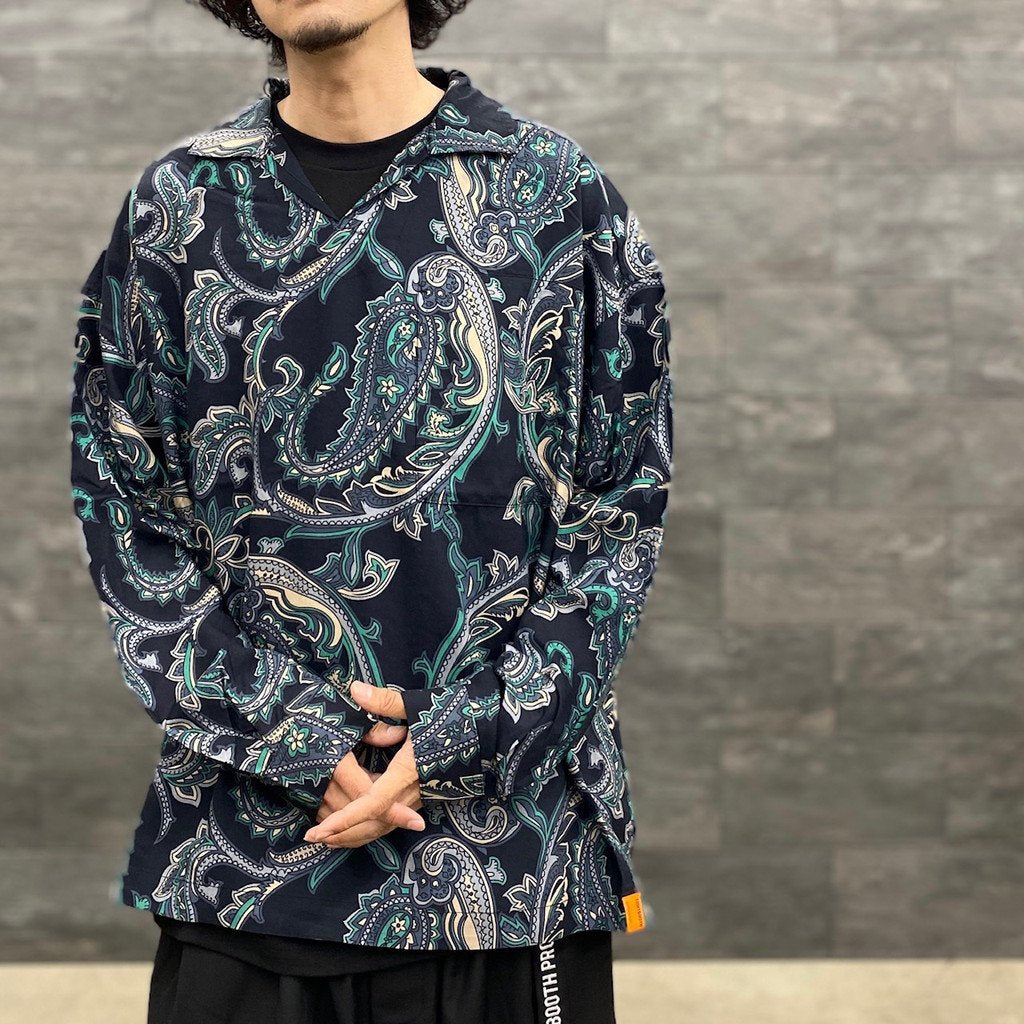 PAISLEY L/S OPEN SHIRT #BLACK [FW22-S02]