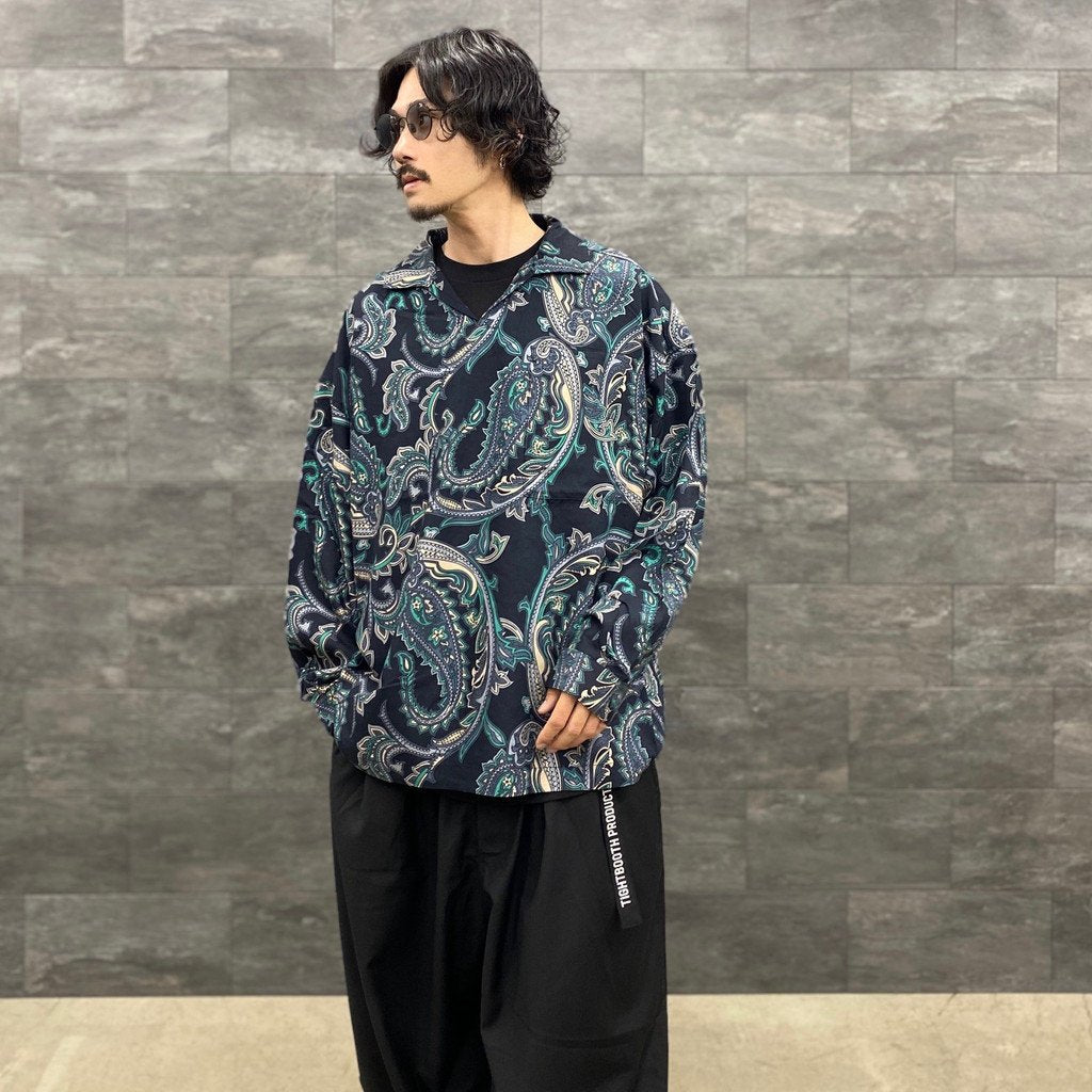 PAISLEY L/S OPEN SHIRT #BLACK [FW22-S02]