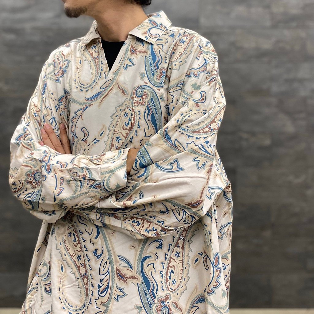 佩斯利長袖開襟衫#象牙色 [FW22-S02]