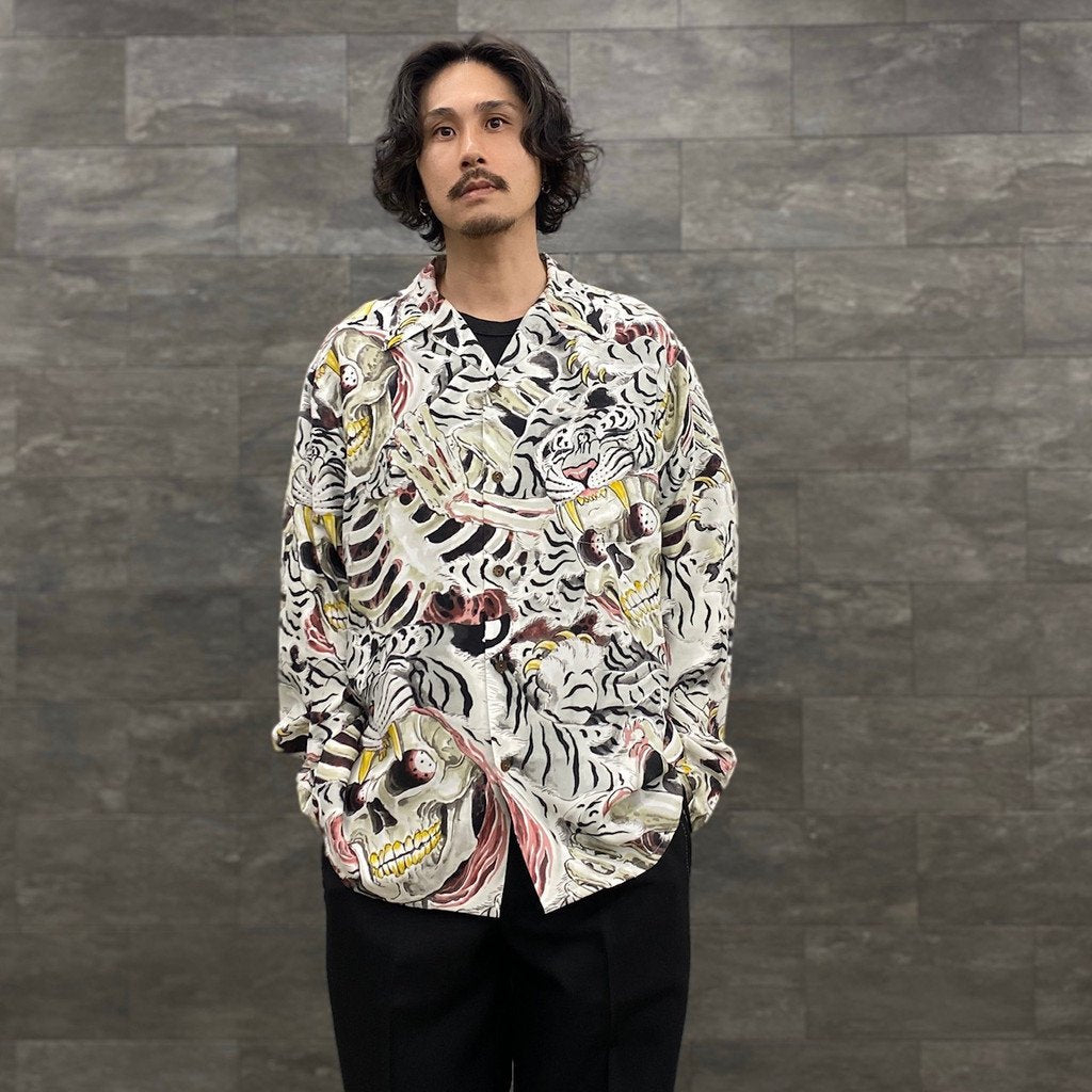 TIM LEHI | HAWAIIAN SHIRT L/S -TYPE 2- #GRAY [22FW-WMS-HI02]
