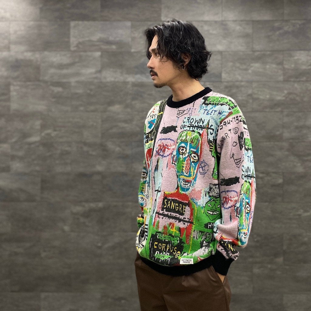 JEAN-MICHEL BASQUIAT | CREW NECK SWEATER -TYPE 3- #ONE [BASQUIAT-WM-KN03]