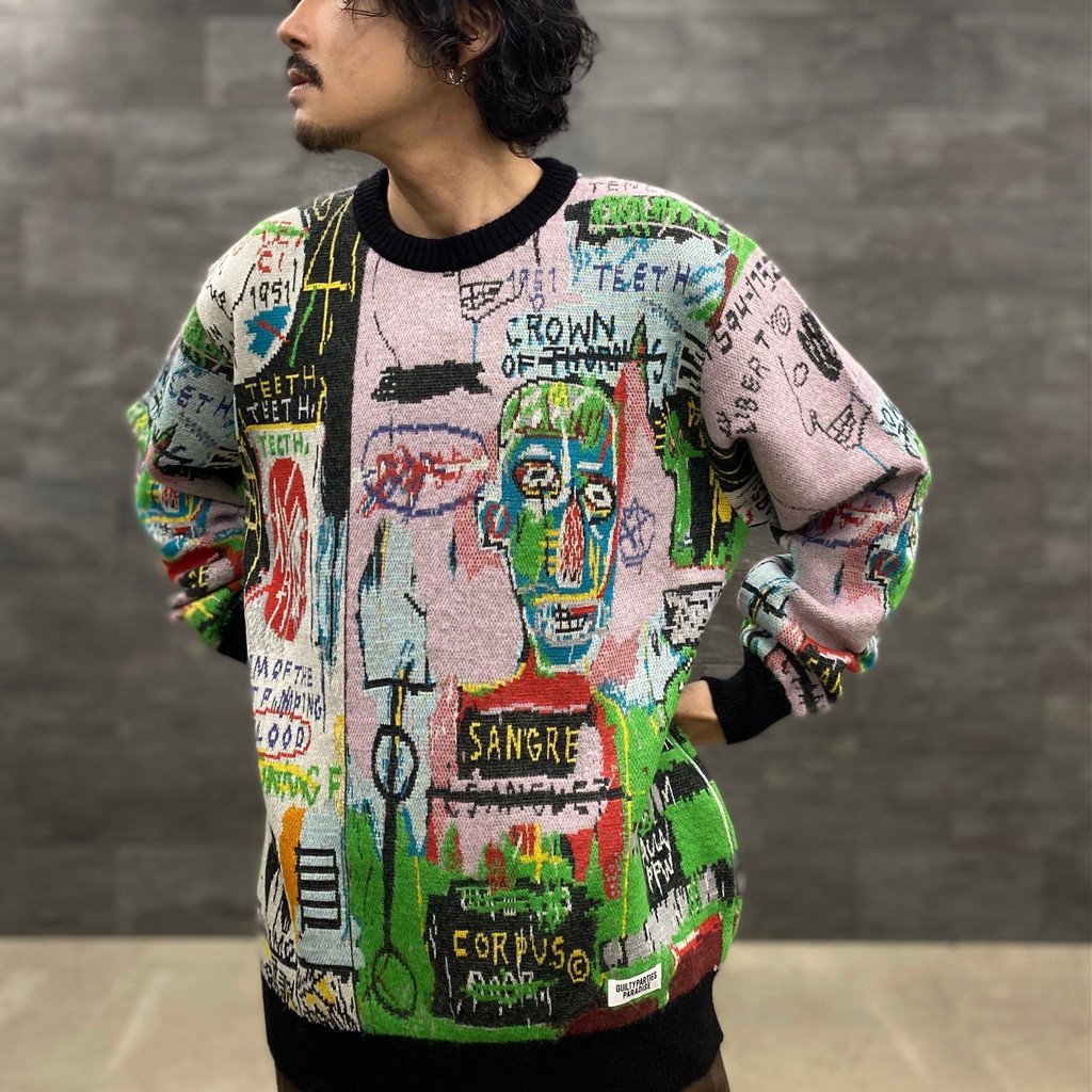 JEAN-MICHEL BASQUIAT | CREW NECK SWEATER -TYPE 3- #ONE [BASQUIAT-WM-KN03]