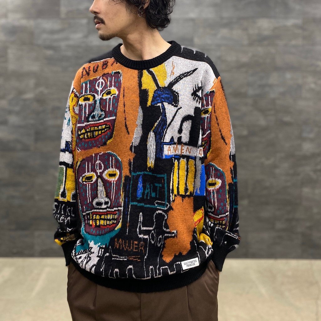 JEAN-MICHEL BASQUIAT | CREW NECK SWEATER -TYPE 2- #ONE [BASQUIAT-WM-KN02]