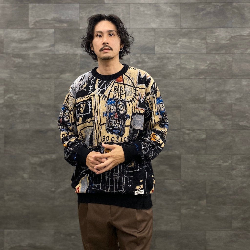 JEAN-MICHEL BASQUIAT | CREW NECK SWEATER -TYPE 1- #ONE [BASQUIAT-WM-KN01]