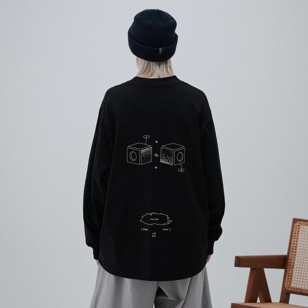 VI-G01T - "Check Box" L/S Graphic Tee #BLACK [GOOPI-22AW-OCT-4]