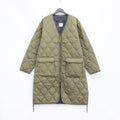 MILITARY V NECK ZIP DOWN COAT #D-OLIVE [TAION-101ZML-1LONG]