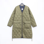 MILITARY V NECK ZIP DOWN COAT #D-OLIVE [TAION-101ZML-1LONG]