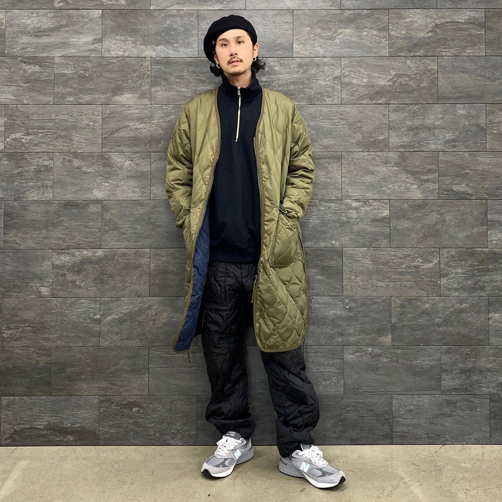 TAION | タイオン MILITARY V NECK ZIP DOWN COAT #D-OLIVE [TAION
