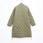 MILITARY V NECK ZIP DOWN COAT #D-OLIVE [TAION-101ZML-1LONG]