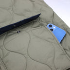 MILITARY V NECK ZIP DOWN COAT #D-OLIVE [TAION-101ZML-1LONG]