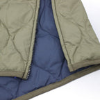 MILITARY V NECK ZIP DOWN COAT #D-OLIVE [TAION-101ZML-1LONG]