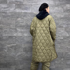 MILITARY V NECK ZIP DOWN COAT #D-OLIVE [TAION-101ZML-1LONG]