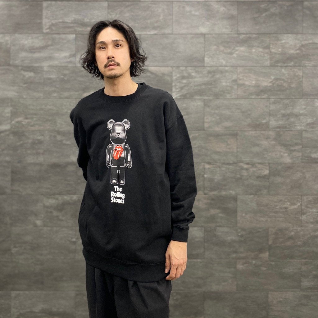 BE@RBRICK | CREWNECK SWEATSHIRT 「THE ROLLING STONES」 #BLACK [22MLE-TRS-SW-01]