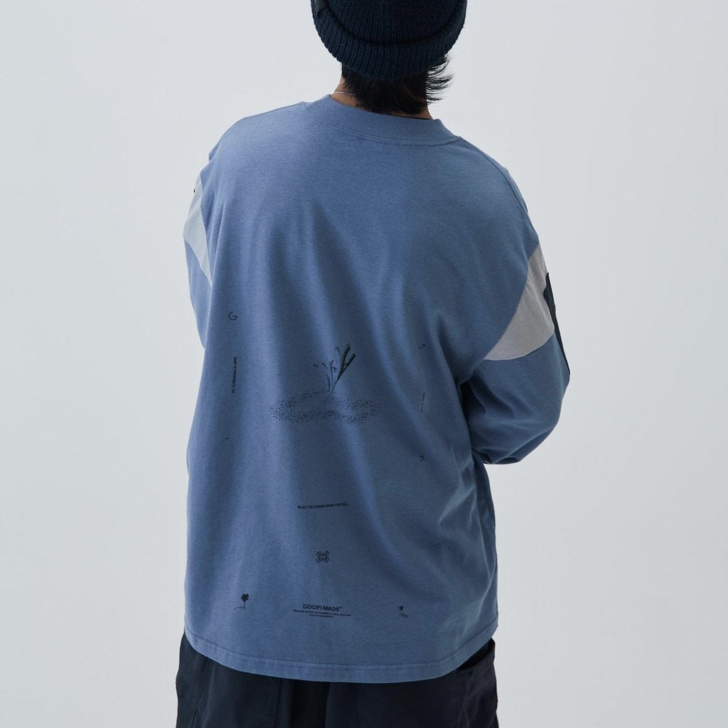 VI-G05T “Silent Fern” L/S 圖案 T 卹 #鋼藍 [GOOPI-23SS-JAN-02]