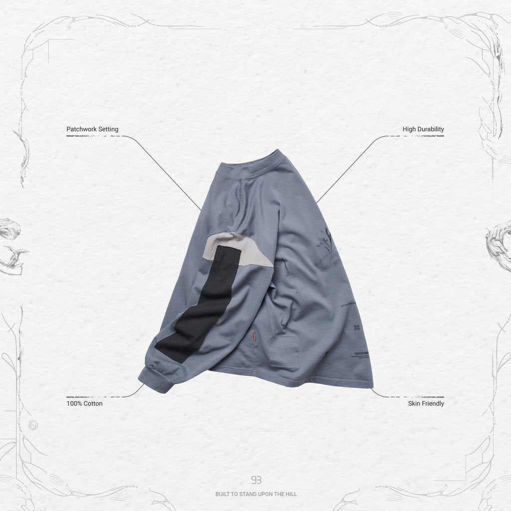 VI-G05T “Silent Fern” L/S 圖案 T 卹 #鋼藍 [GOOPI-23SS-JAN-02]