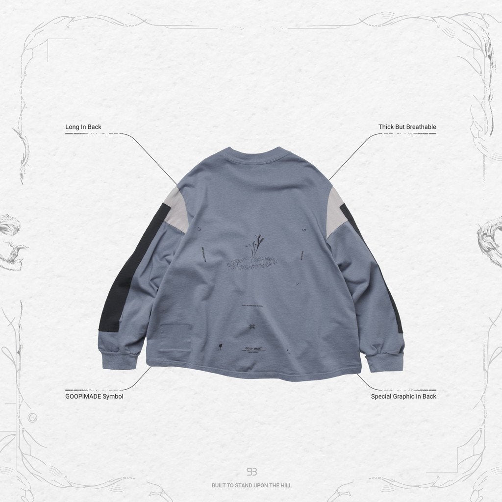 VI-G05T “Silent Fern” L/S 图案 T 恤 #钢蓝色 [GOOPI-23SS-JAN-02]